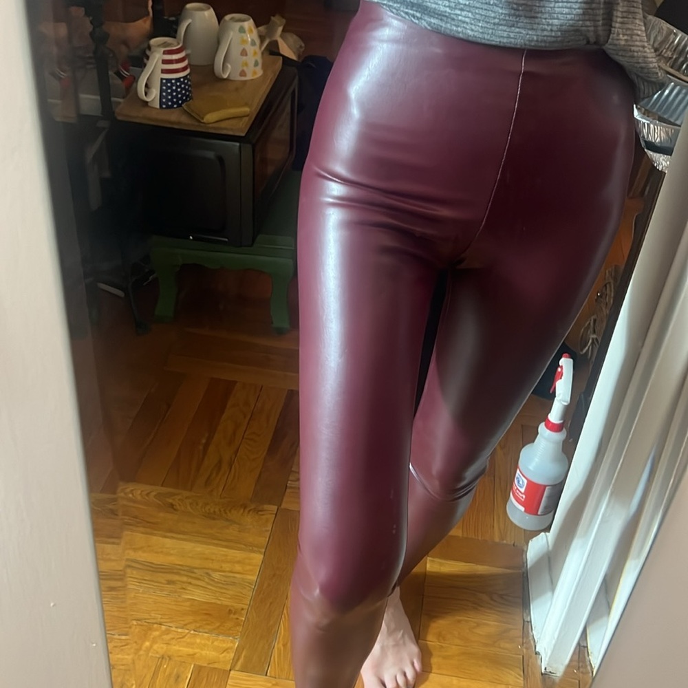 Aqua Vegan Leather Leggins